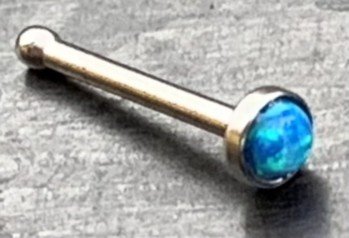 1 Piece Stunning Opal Set Nose Stud / Bone 316L Surgical Steel Ring - White, Green, Blue & Purple Opals Available!
