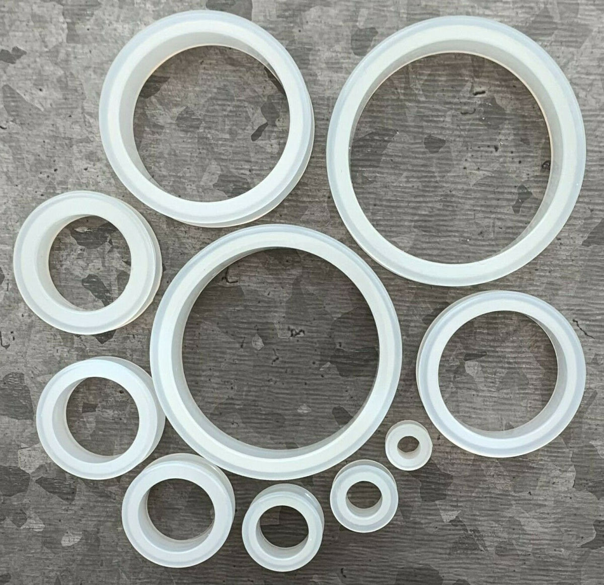 PAIR of Clear Double Flare Silicone Tunnel/Plugs - Gauges 2g (6.5mm) up to 2" (50mm) available!