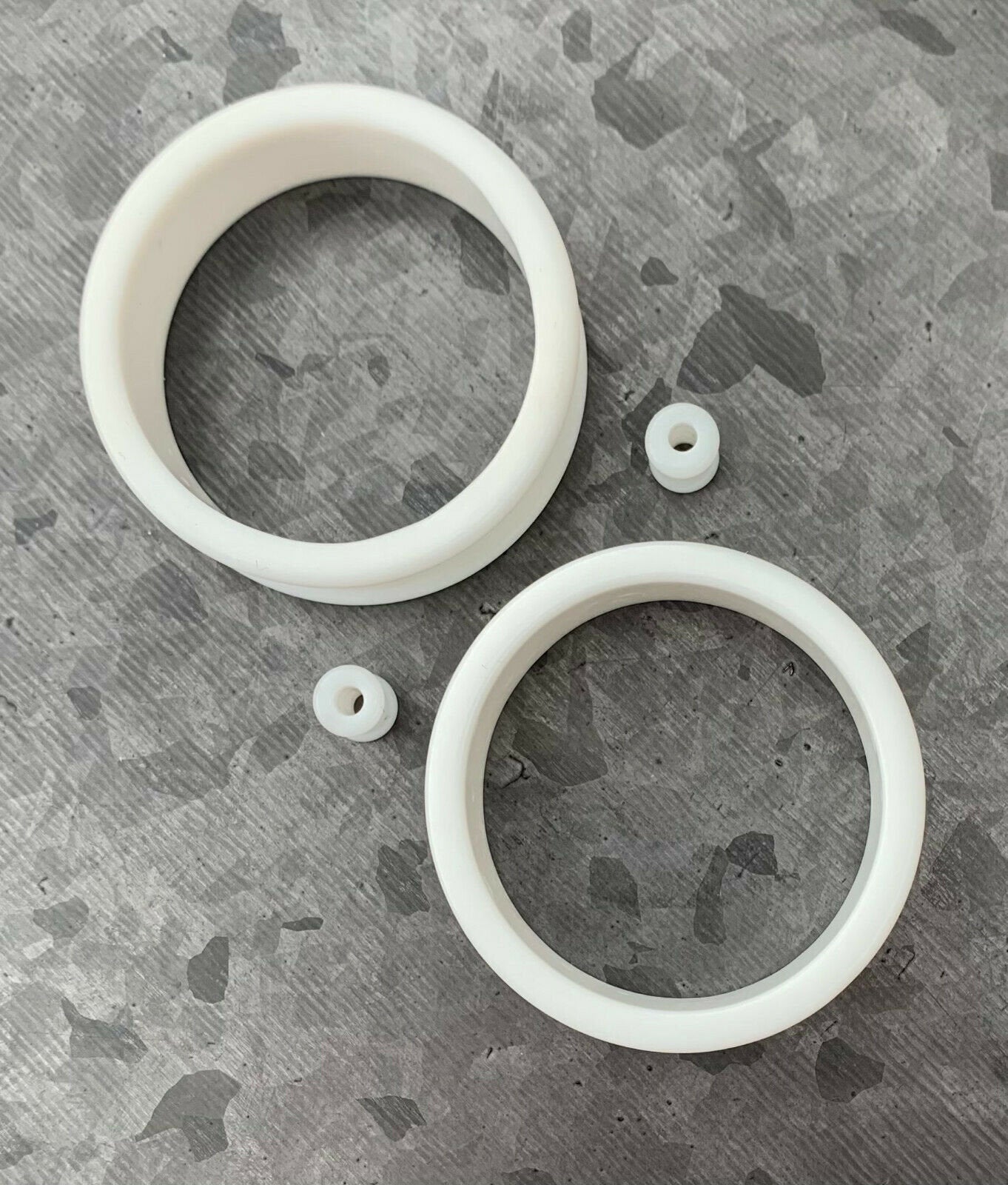 PAIR of Brilliant Bright White Silicone Double Flare Tunnels - Gauges 2g (6mm) up to 2" (51mm) available!