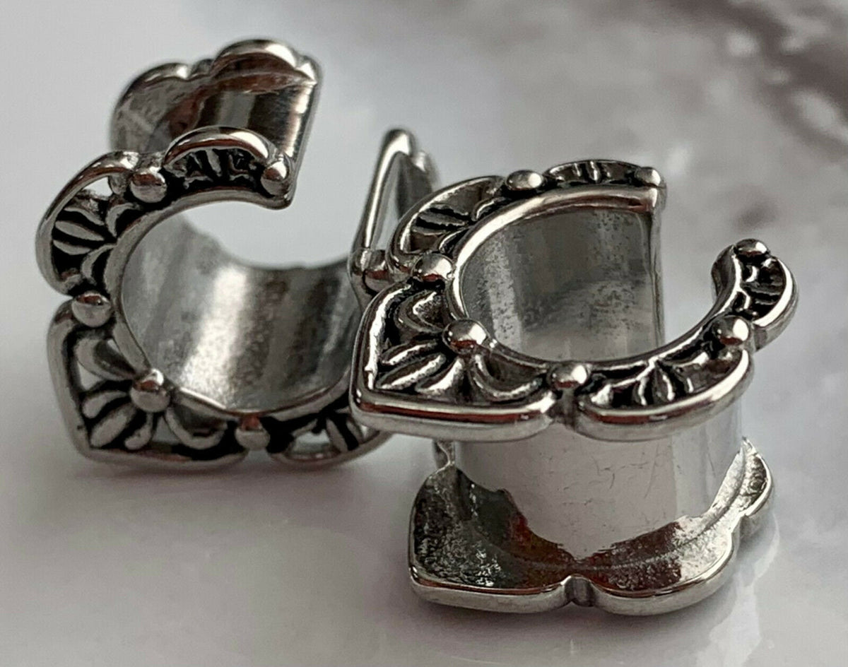 PAIR of Fretwork Ear Spreaders made with 316L ASTM F-138 Surgical Steel Tunnels/Plugs - Gauges 0g (8mm) thru 5/8" (16mm) available!
