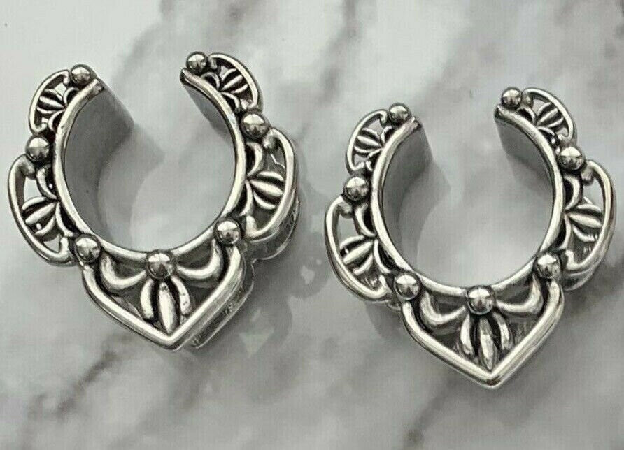 PAIR of Fretwork Ear Spreaders made with 316L ASTM F-138 Surgical Steel Tunnels/Plugs - Gauges 0g (8mm) thru 5/8" (16mm) available!