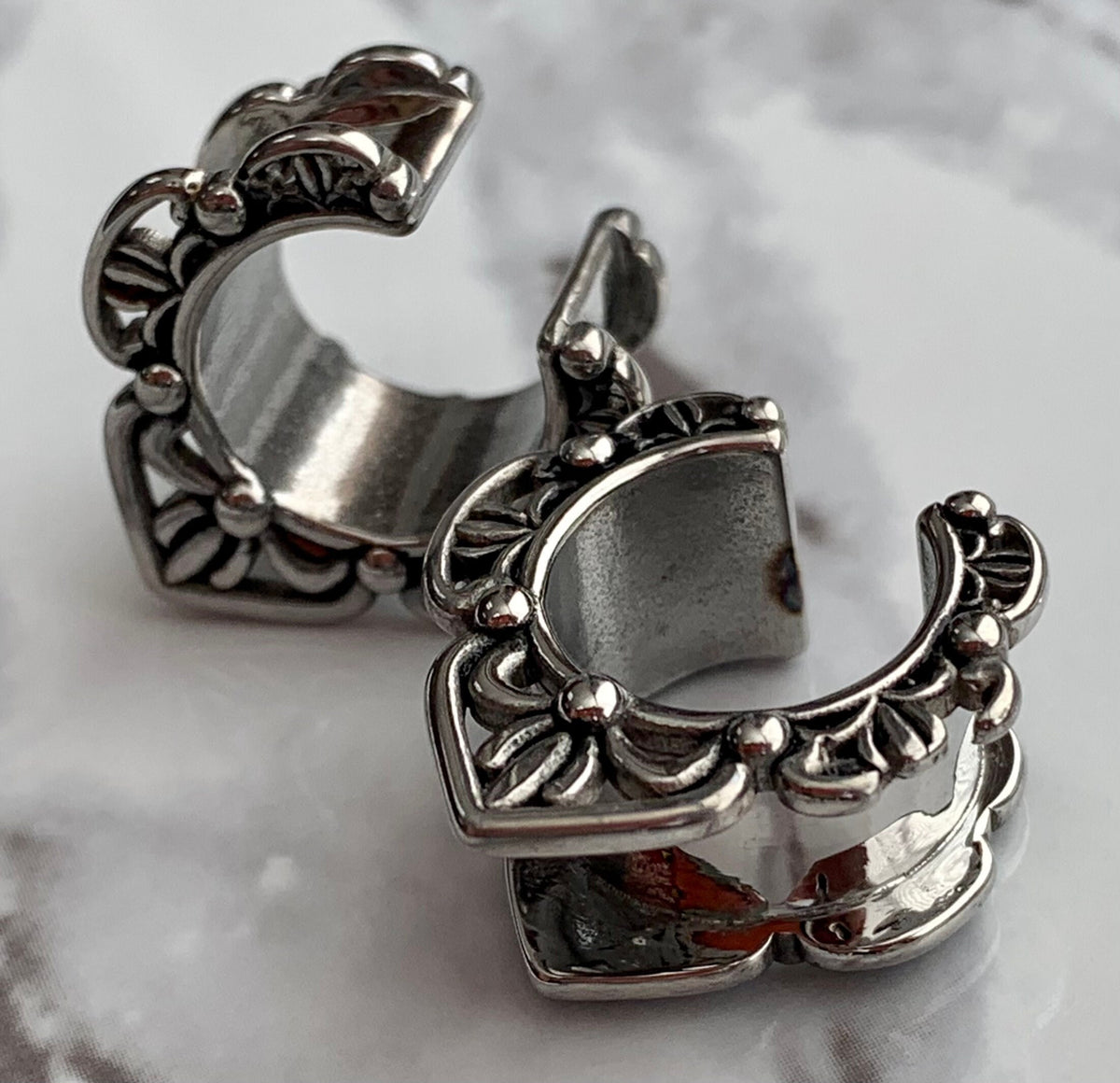 PAIR of Fretwork Ear Spreaders made with 316L ASTM F-138 Surgical Steel Tunnels/Plugs - Gauges 0g (8mm) thru 5/8" (16mm) available!