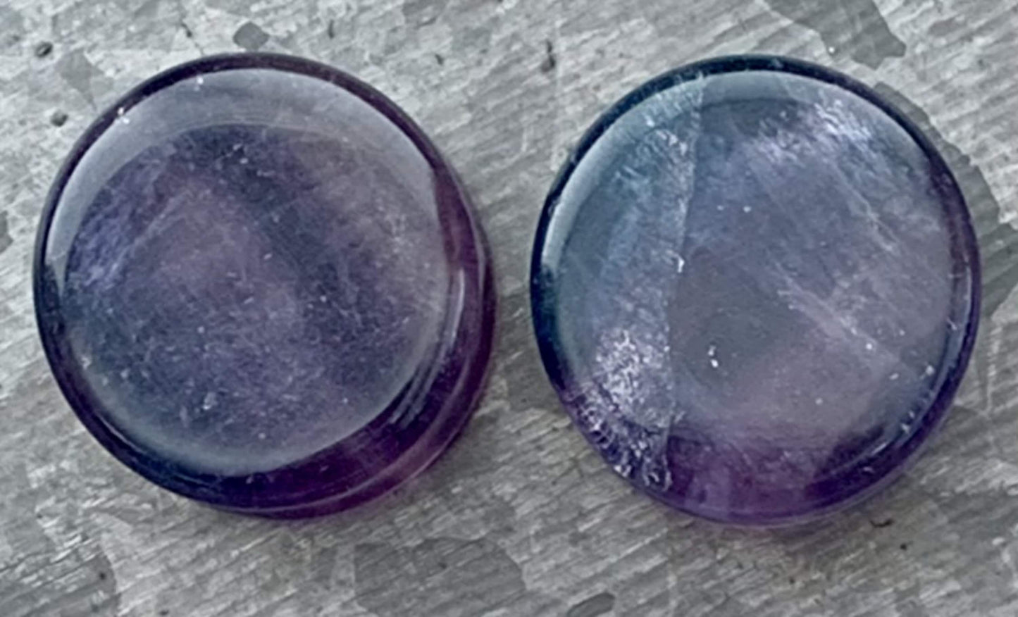 PAIR of 7/8" (22mm) Unique Rainbow Fluorite Stone Plugs - You Choose Your Exact Pair!