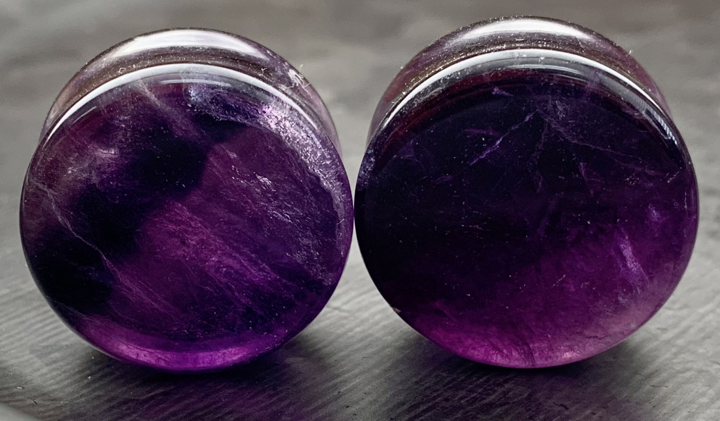 PAIR of 7/8" (22mm) Unique Rainbow Fluorite Stone Plugs - You Choose Your Exact Pair!