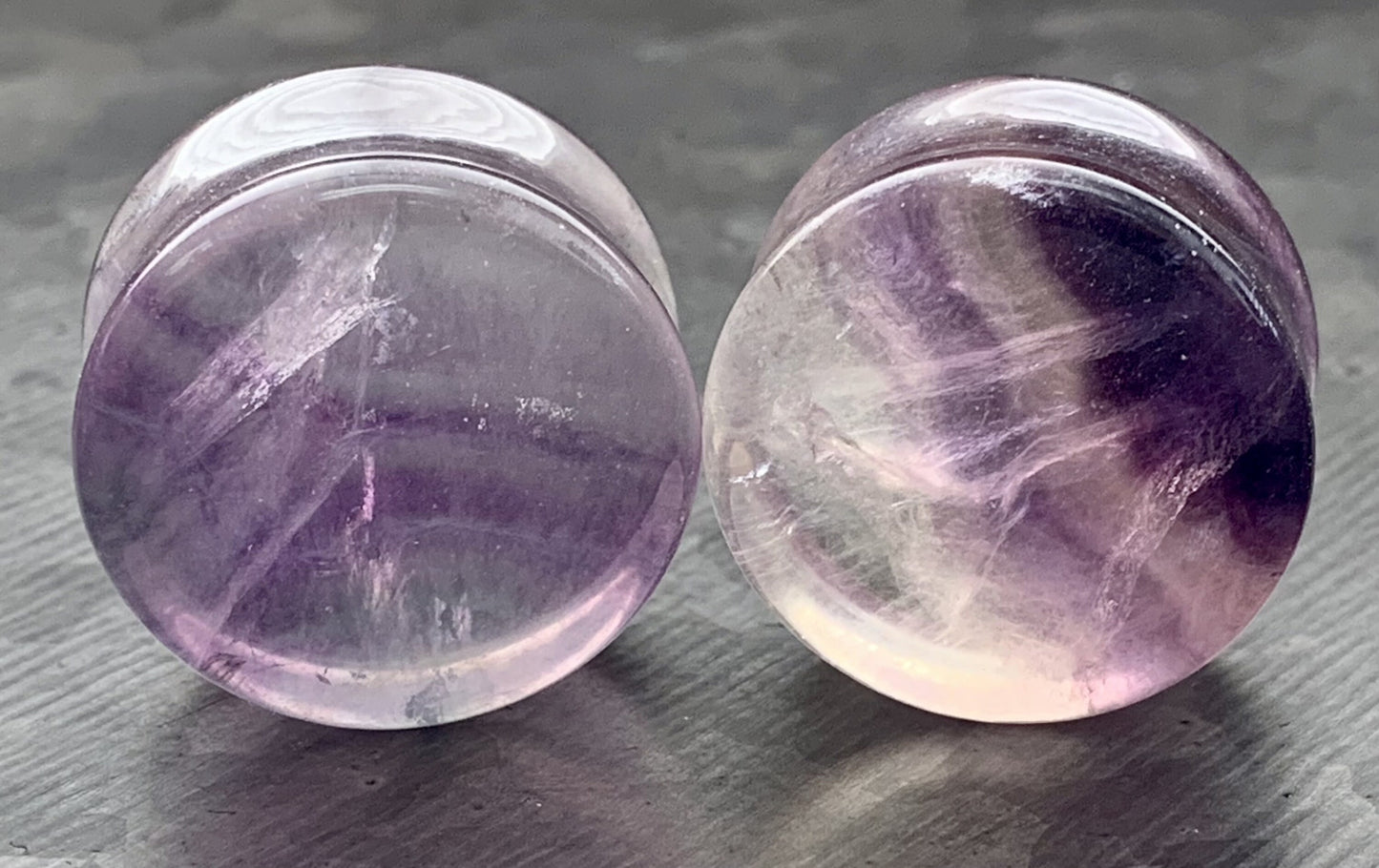 PAIR of 7/8" (22mm) Unique Rainbow Fluorite Stone Plugs - You Choose Your Exact Pair!