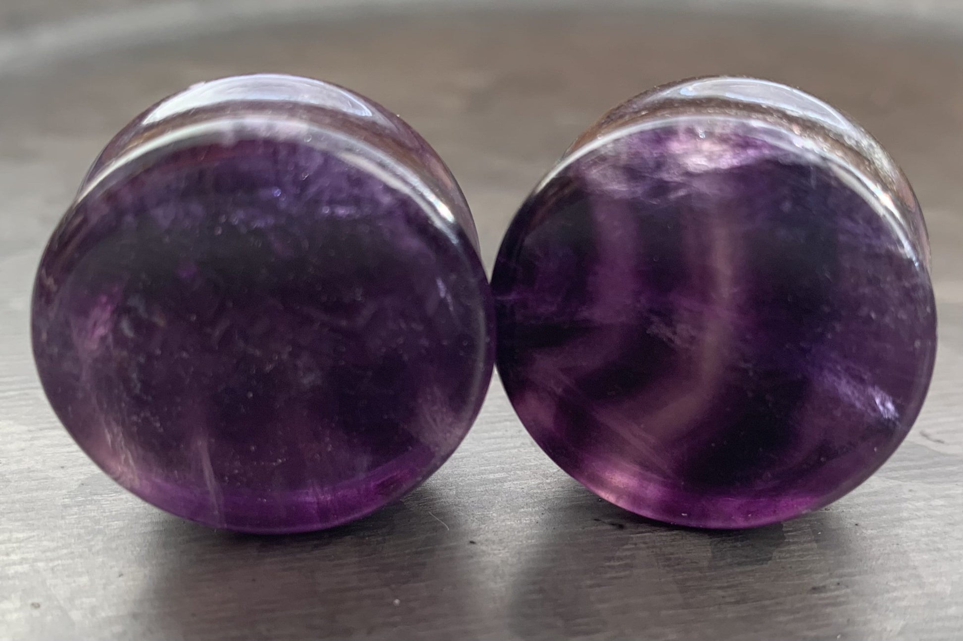 PAIR of 1" (25mm) Unique Rainbow Fluorite Stone Plugs - You Choose Your Exact Pair!