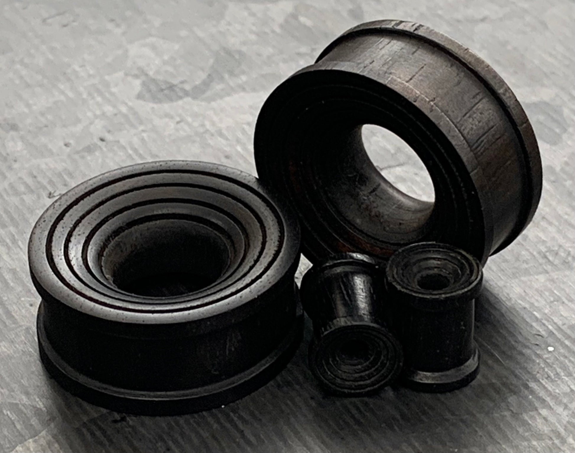 PAIR of Unique Organic Ebony Wood Concave Grooves Tunnels - Gauges 2g (6mm) up to 1" (25mm) available!