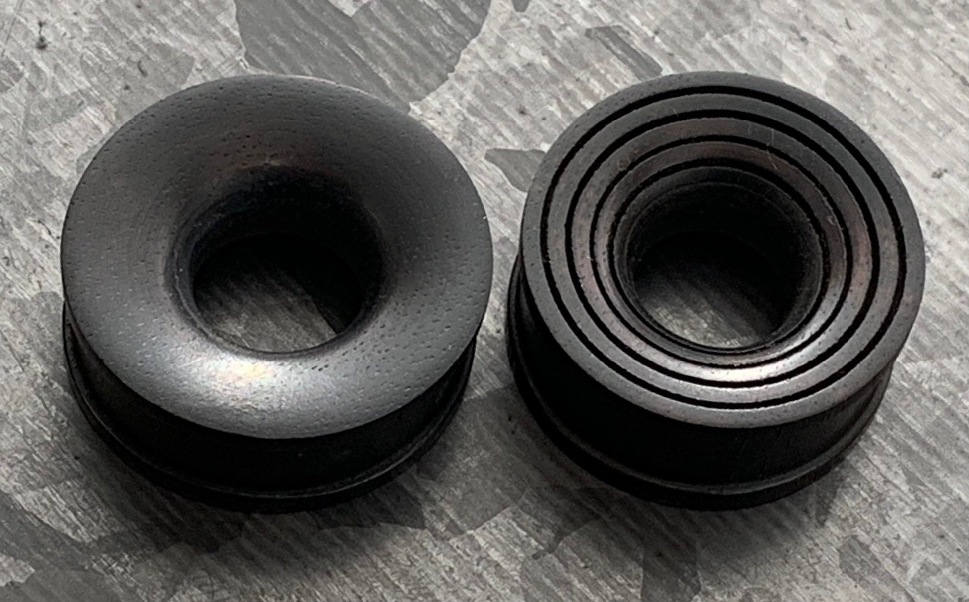 PAIR of Unique Organic Ebony Wood Concave Grooves Tunnels - Gauges 2g (6mm) up to 1" (25mm) available!