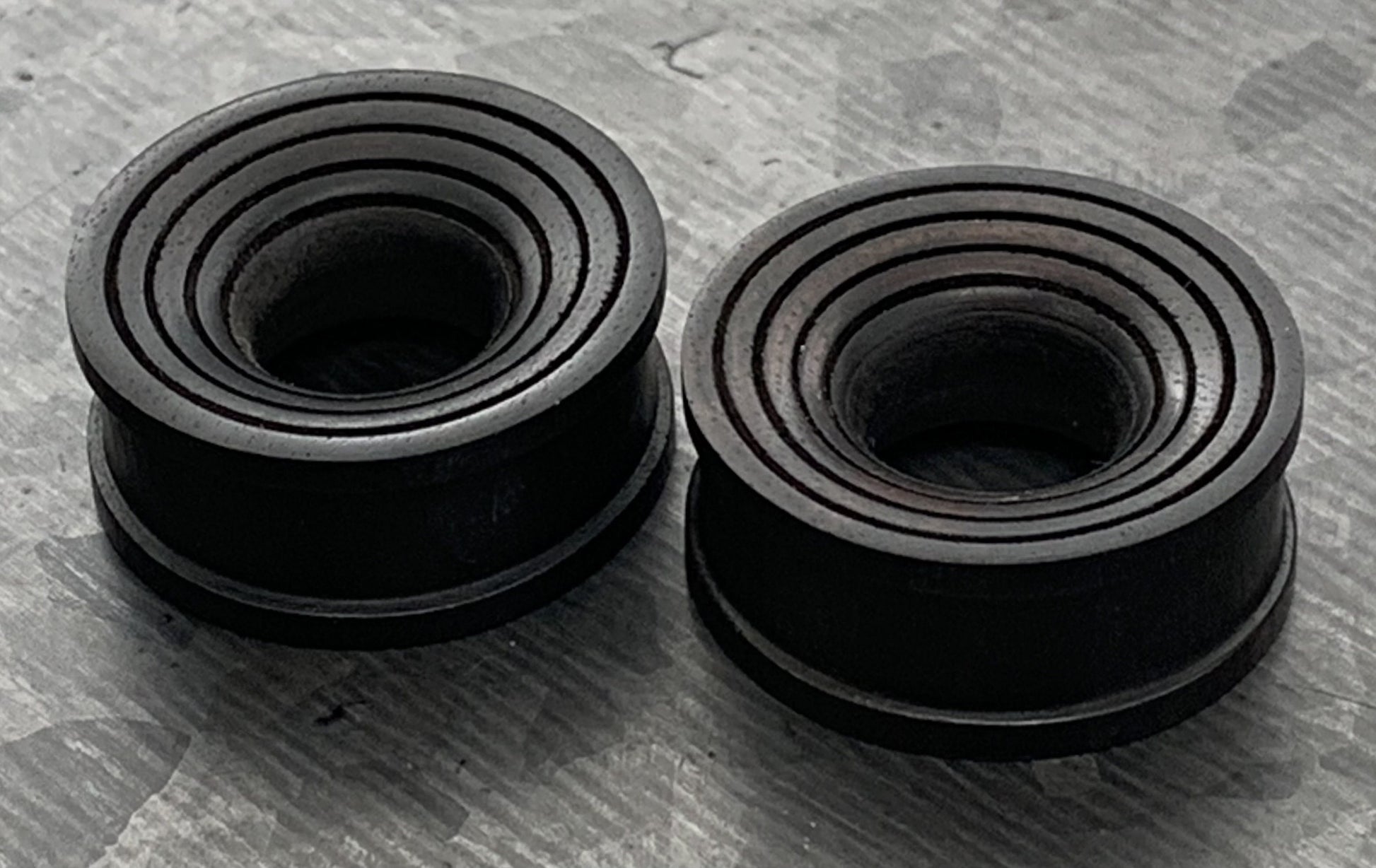 PAIR of Unique Organic Ebony Wood Concave Grooves Tunnels - Gauges 2g (6mm) up to 1" (25mm) available!