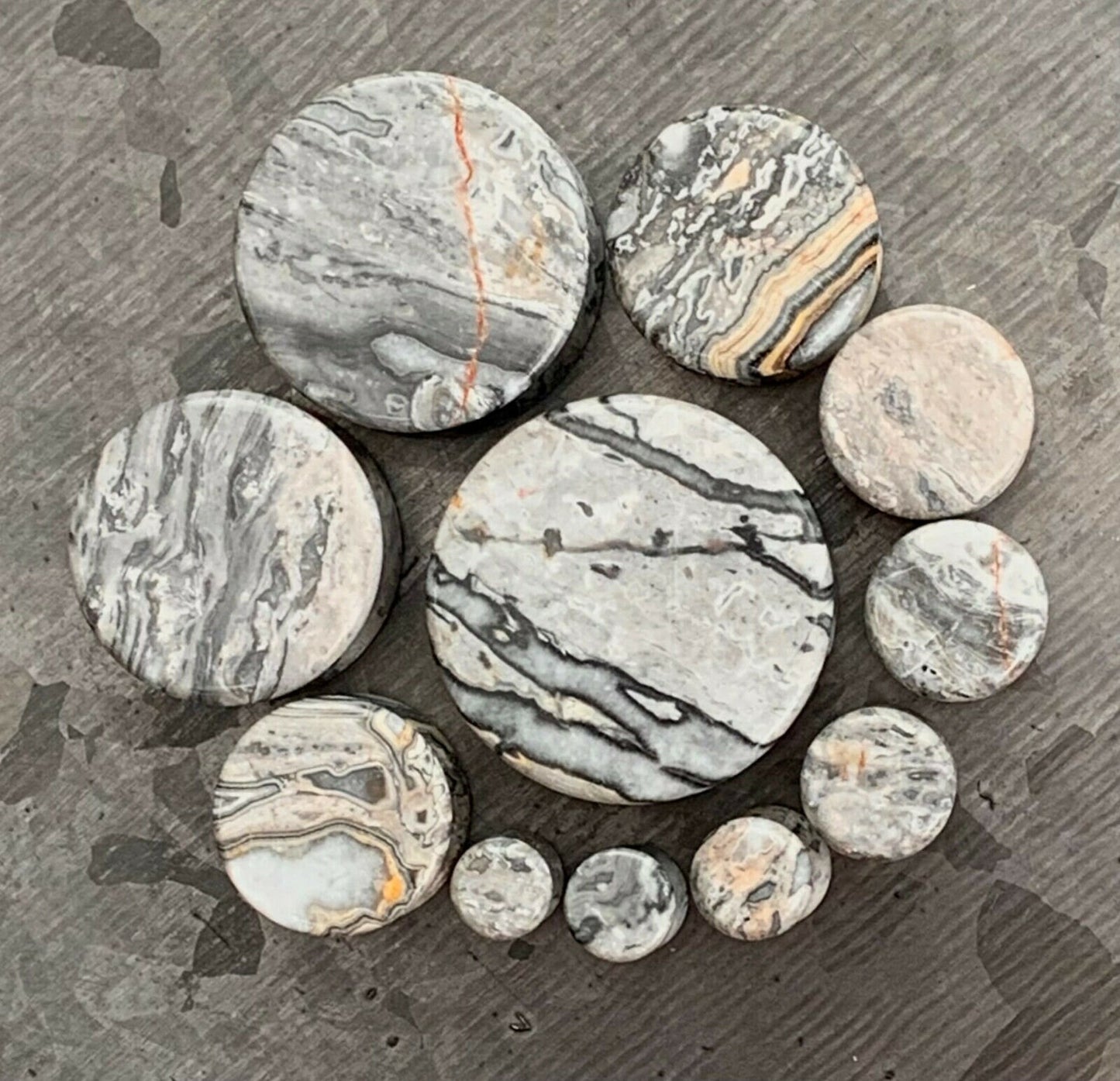 PAIR of Unique Organic Natural Wave Jasper Stone Double Flare Plugs - Gauges 2g (6mm) up to 1" (25mm) available!