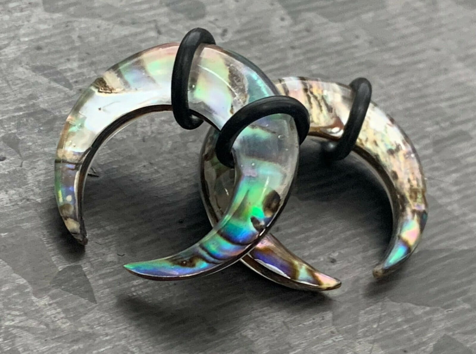 PAIR of Unique Organic Abalone Resin Buffalo Tapers Plugs - Gauges 6g (4mm) thru 0g (8mm) available!