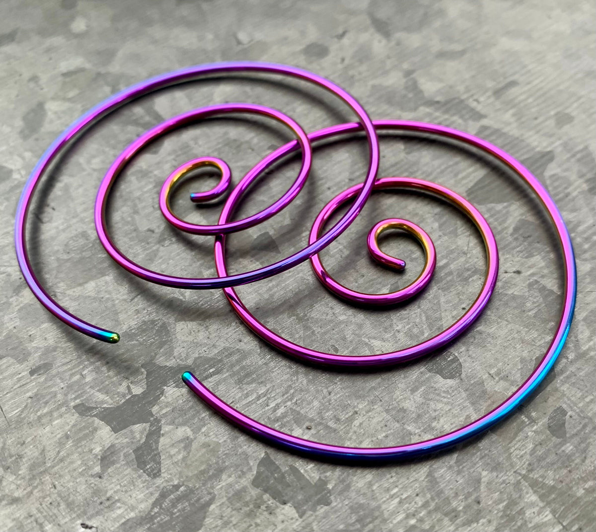 PAIR of Unique Large Steel Spiral Coiled Tapers - Gauges 14g (1.6mm) and 16g (1.2mm) available!
