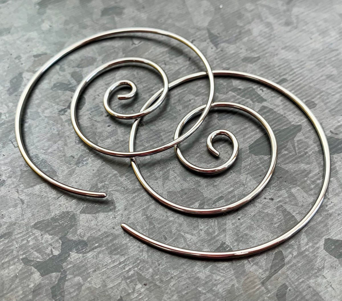PAIR of Unique Large Steel Spiral Coiled Tapers - Gauges 14g (1.6mm) and 16g (1.2mm) available!