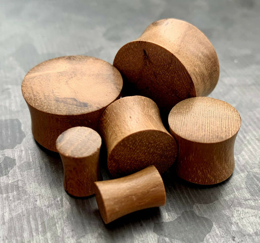 PAIR of Beautiful Organic Teak Wood Convex Saddle Double Flare Plugs/Tunnels - Gauges 2g (6mm) up to 3/4" (19mm) available!