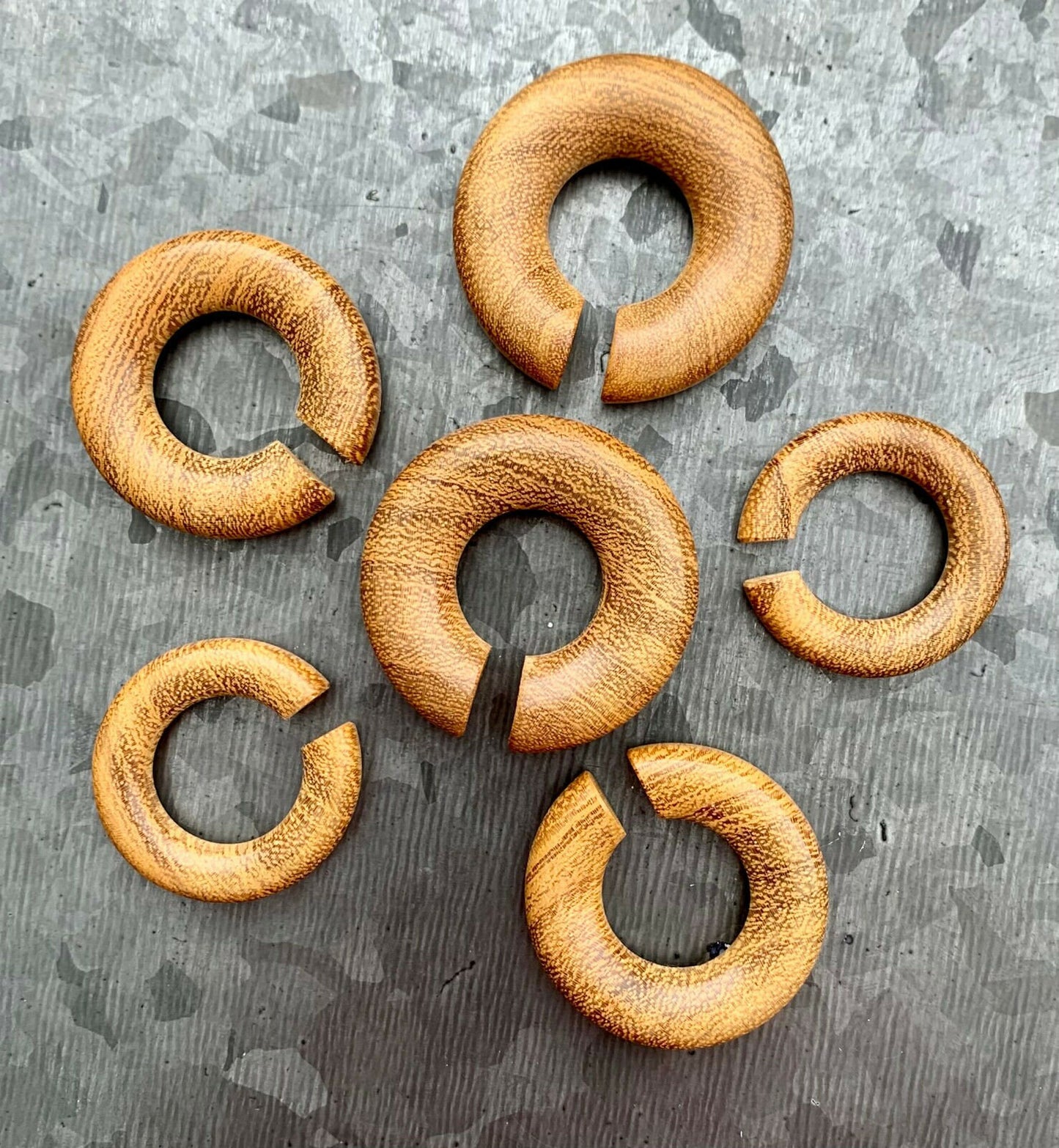 PAIR of Unique Jackfruit Wood Hoops Hanger Tapers/Plugs - Gauges 2g (6mm) thru 00g (10mm) available!