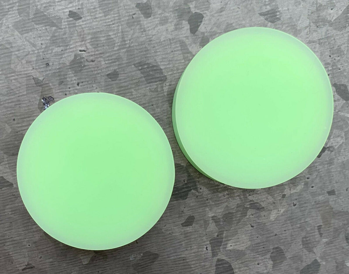 PAIR of Stunning Glow in the Dark Solid Silicone Double Flare Plugs - Gauges 2g (6mm) up to 2" (51mm) available!