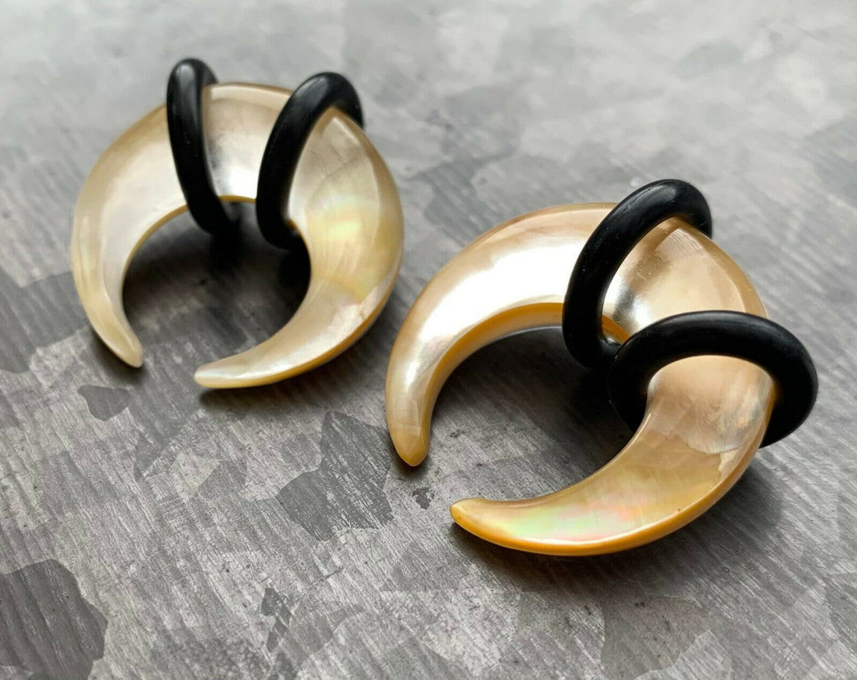 PAIR of Stunning Organic Mother of Pearl Resin Buffalo Tapers - Gauges 8g (3mm) thru 00g (10mm) Available!