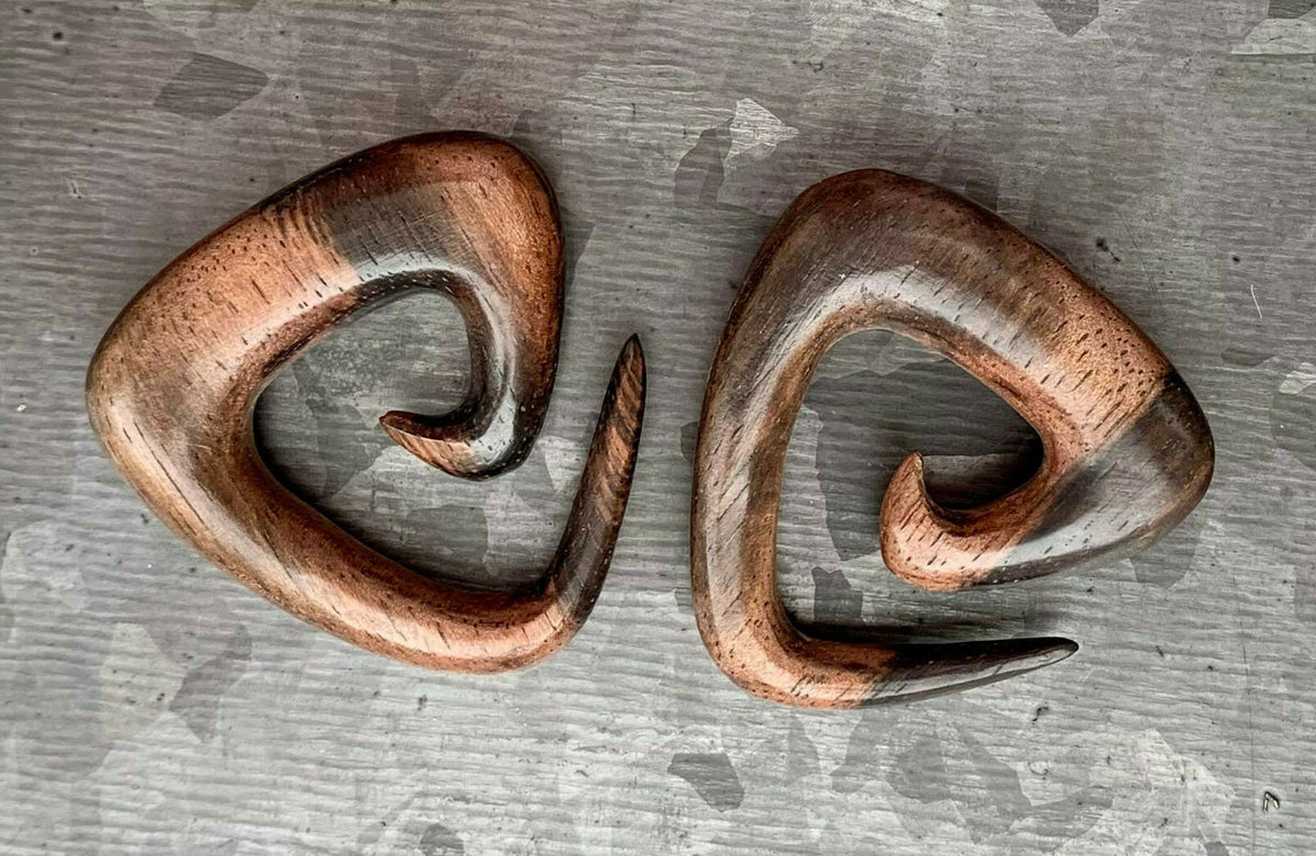 PAIR of Unique Organic Sono Triangle Tapers Hangers - Gauges 8g (3mm) up to 00g (10mm) available!