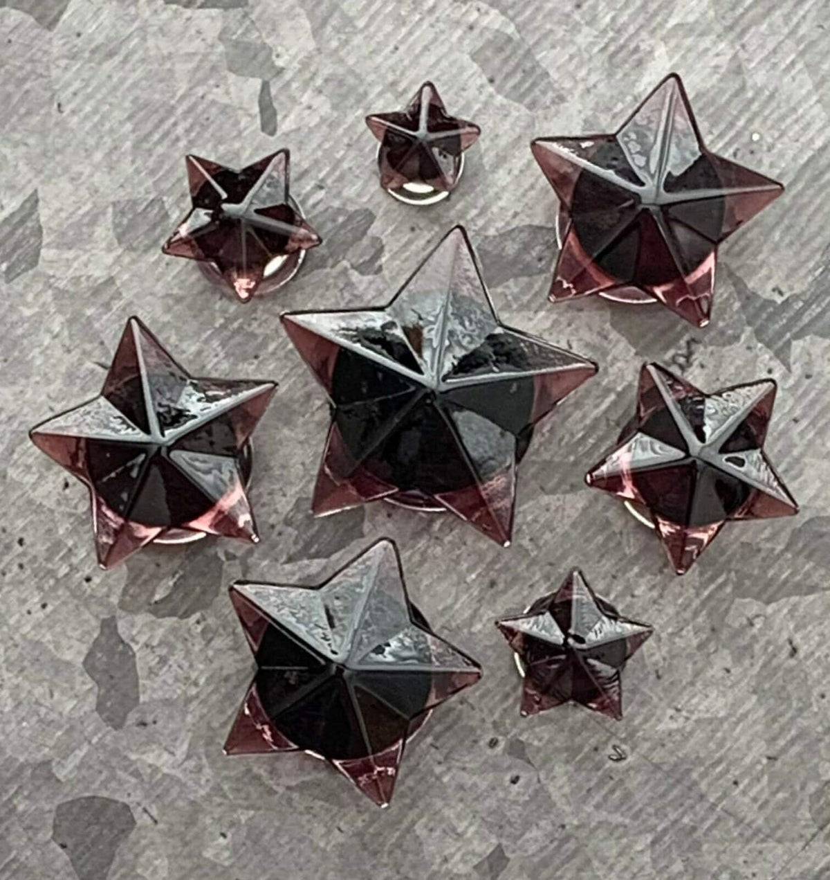 PAIR of Beautiful Purple Glass Star Double Flare Plugs - Gauges 0g (8mm) thru 5/8" (16mm) available!
