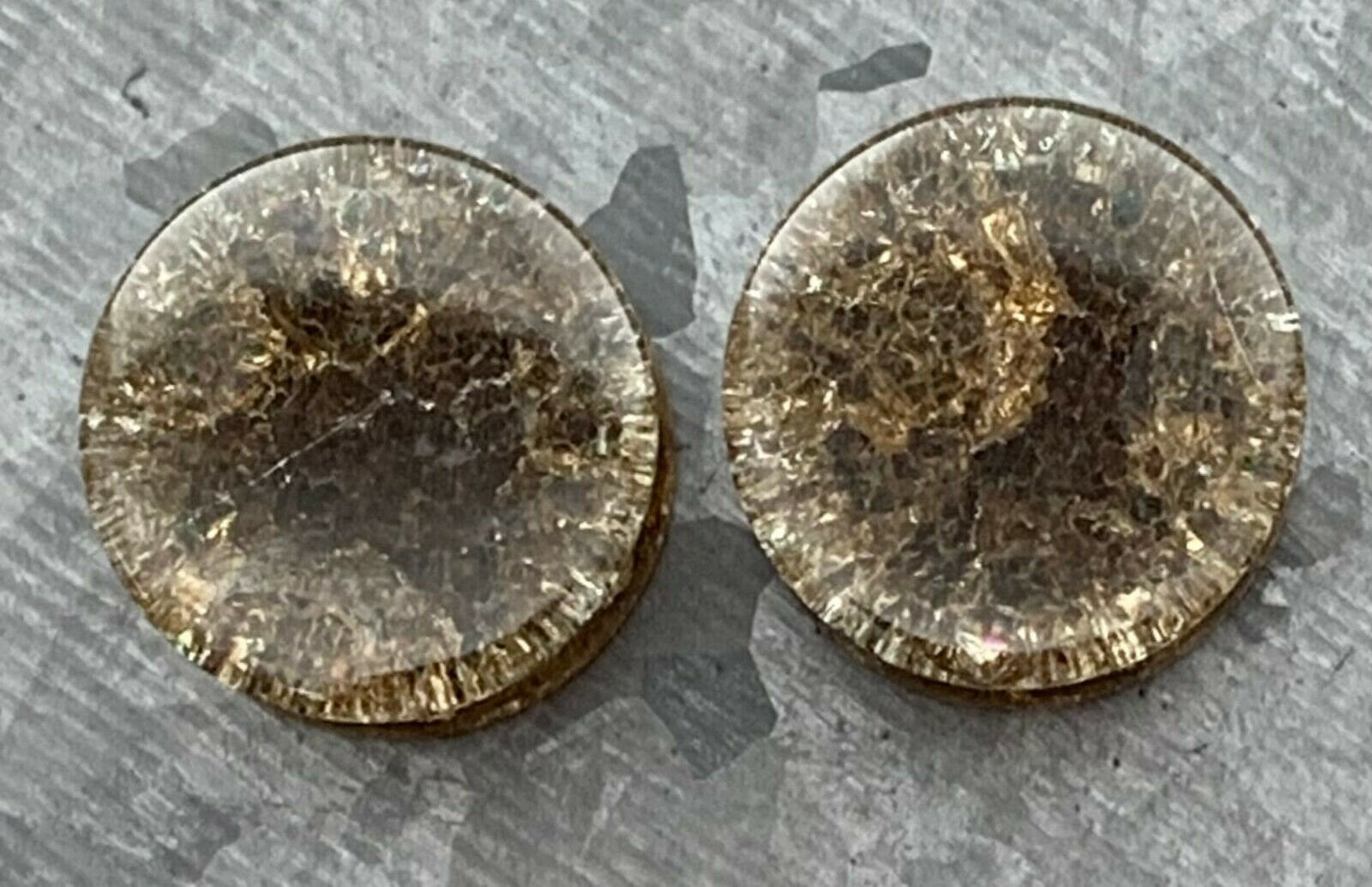 PAIR of Stunning Cracked Golden Black Glass Double Flare Plugs - Gauges 0g (8mm) through 7/8" (22mm) available!