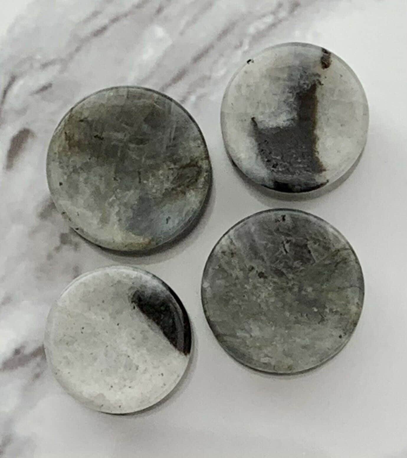 PAIR of Unique Organic Concave Labradorite Natural Double Flare Stone Plugs - Gauges 2g (6mm) thru 1" (25mm) available!