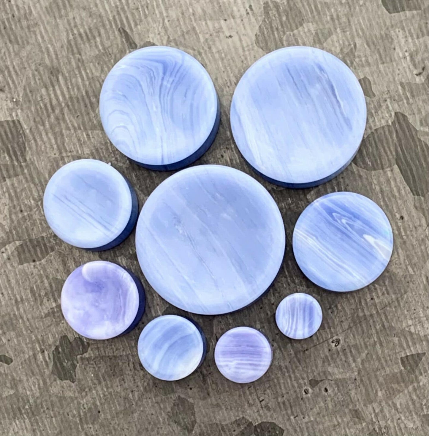 PAIR of Brilliant Concave Blue Lace Agate Double Flare Organic Stone Plugs - Gauges 2g (6mm) thru 1" (25mm) available!