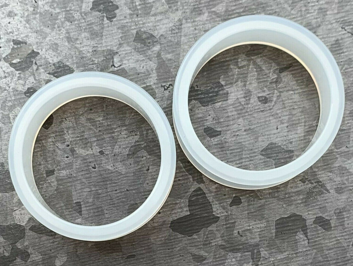 PAIR of Clear Double Flare Silicone Tunnel/Plugs - Gauges 2g (6.5mm) up to 2" (50mm) available!