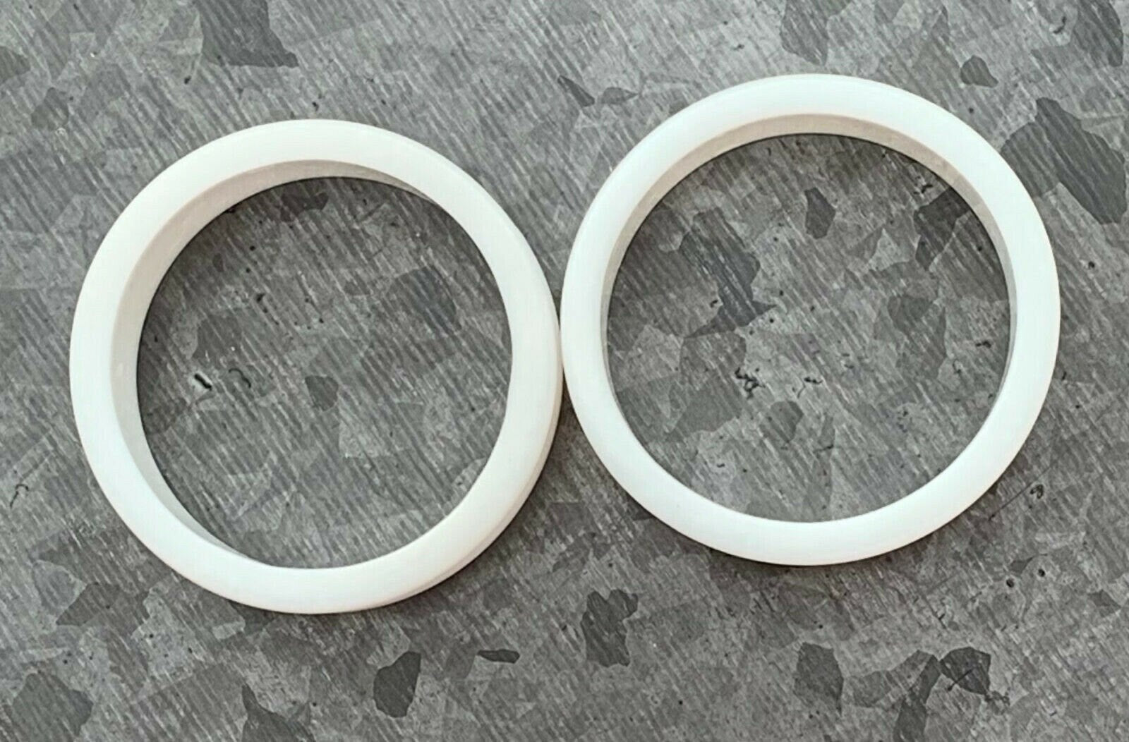 PAIR of Brilliant Bright White Silicone Double Flare Tunnels - Gauges 2g (6mm) up to 2" (51mm) available!