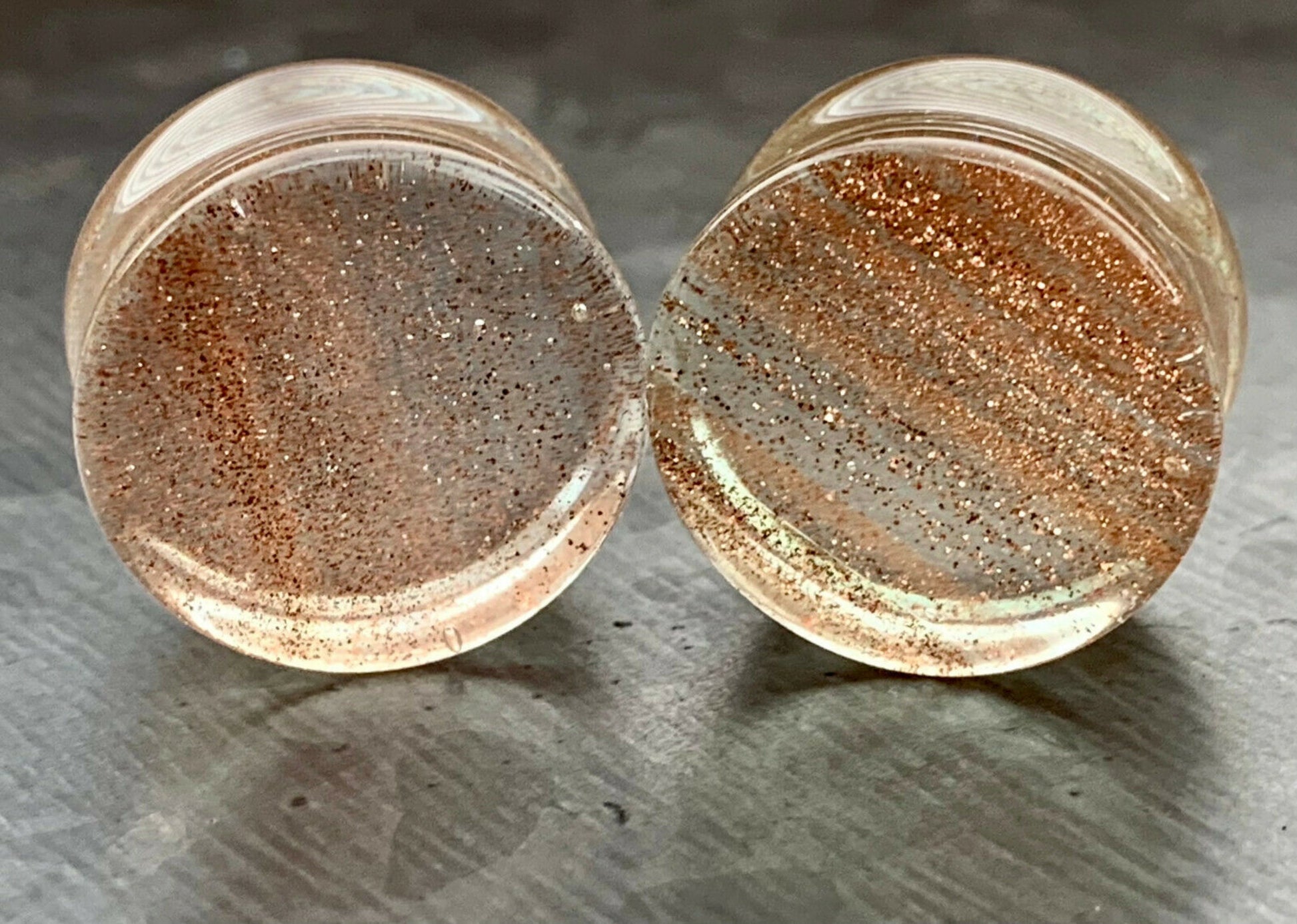 PAIR of Unique Golden Sand Design Glass Double Flare Plugs - Gauges 4g (5mm) thru 3/4" (19mm) Available!