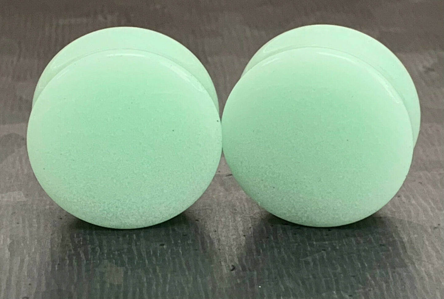 PAIR of Beautiful Glow in the Dark Moonstone Double Flare Stone Plugs - Gauges 2g (6mm) up to 1" (25mm) available!