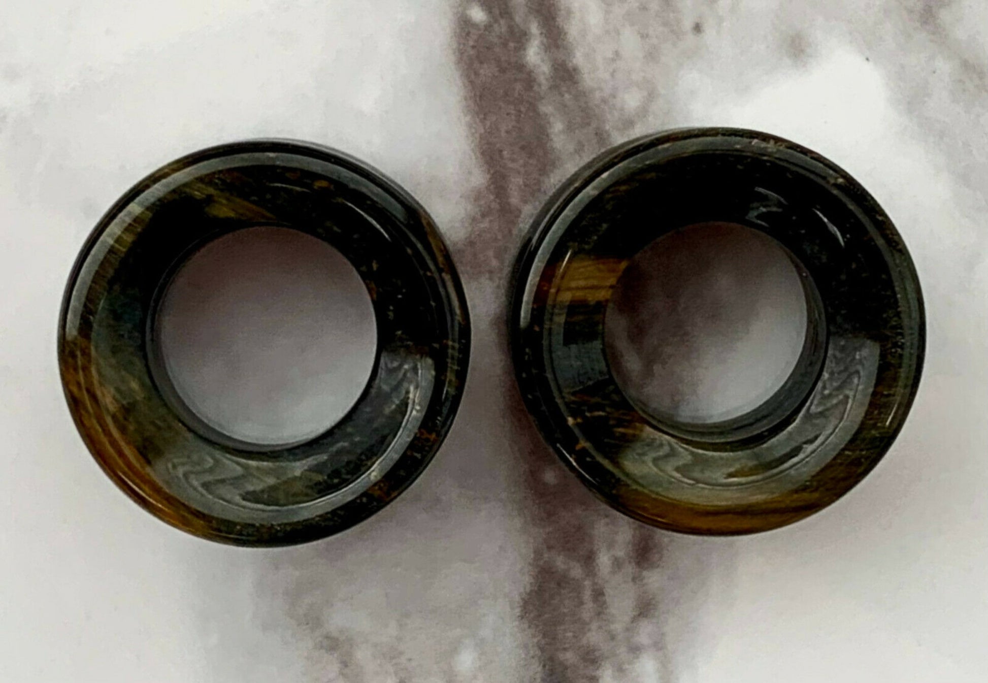 PAIR of Beautiful Blue Tiger Eye Organic Stone Tunnels - Gauges 2g (6mm) up to 3/4" (19mm) available!