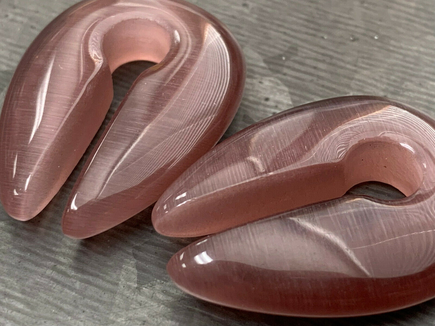 PAIR of Stunning Purple Cat Eye Keyhole Hanger Ear Weight Tunnels/Plugs - Gauge 0g (8mm) thru 5/8 (16mm) available!