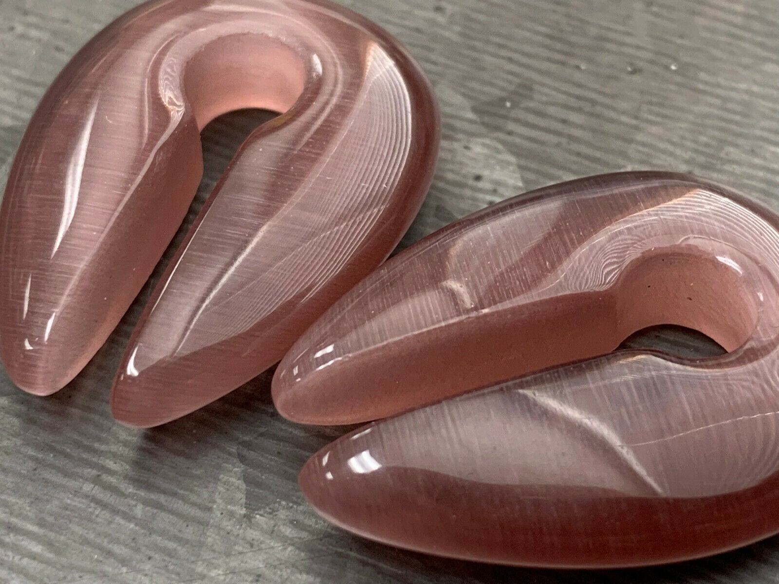 PAIR of Stunning Purple Cat Eye Keyhole Hanger Ear Weight Tunnels/Plugs - Gauge 0g (8mm) thru 5/8 (16mm) available!