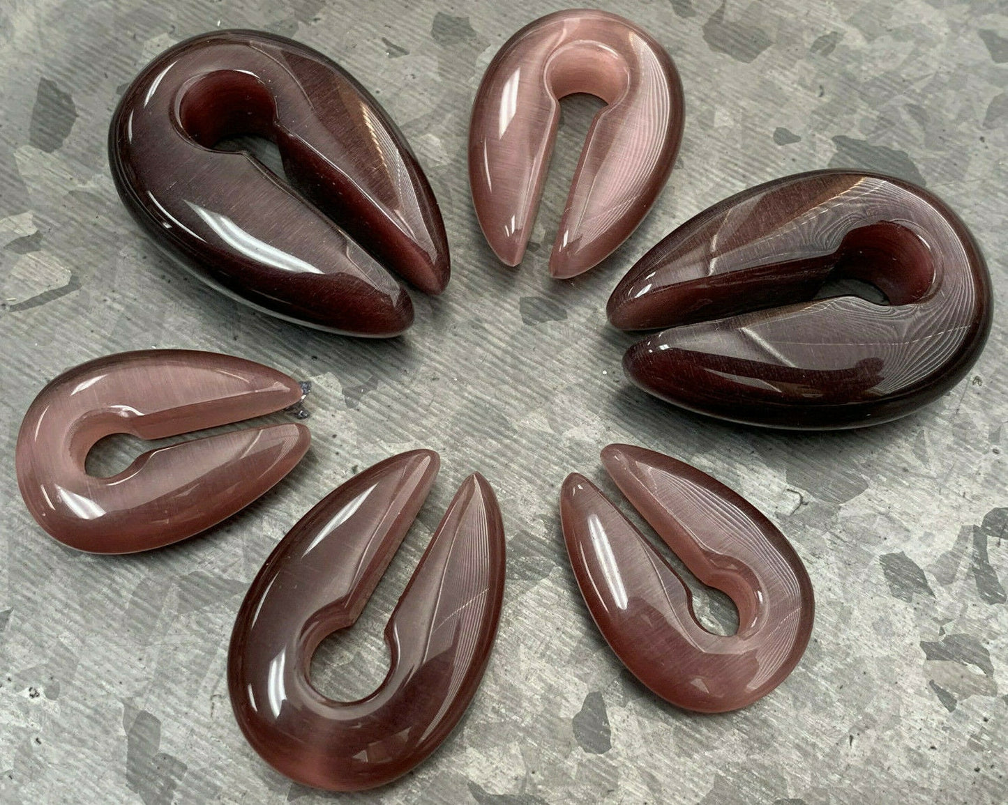 PAIR of Stunning Purple Cat Eye Keyhole Hanger Ear Weight Tunnels/Plugs - Gauge 0g (8mm) thru 5/8 (16mm) available!