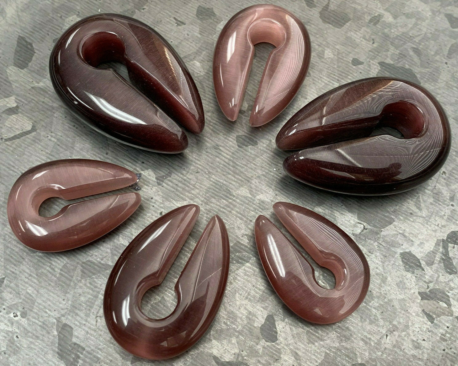 PAIR of Stunning Purple Cat Eye Keyhole Hanger Ear Weight Tunnels/Plugs - Gauge 0g (8mm) thru 5/8 (16mm) available!