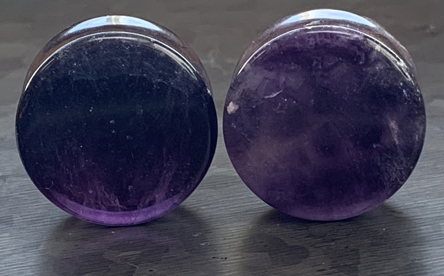 PAIR of 1" (25mm) Unique Rainbow Fluorite Stone Plugs - You Choose Your Exact Pair!
