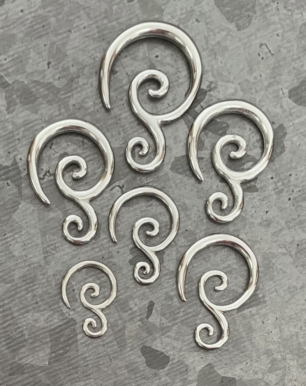 PAIR of Sunning Steel Double Swirl Hanging Tapers - Expanders - Gauges 14g (1.6mm) thru 6g (4mm) available!