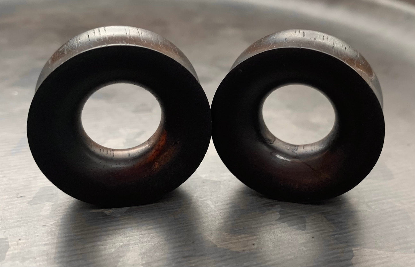 PAIR of Beautiful Concave Organic Black Areng Wood Double Flare Tunnels - Gauges 4g (5mm) thru 1&3/8" (35mm) available!