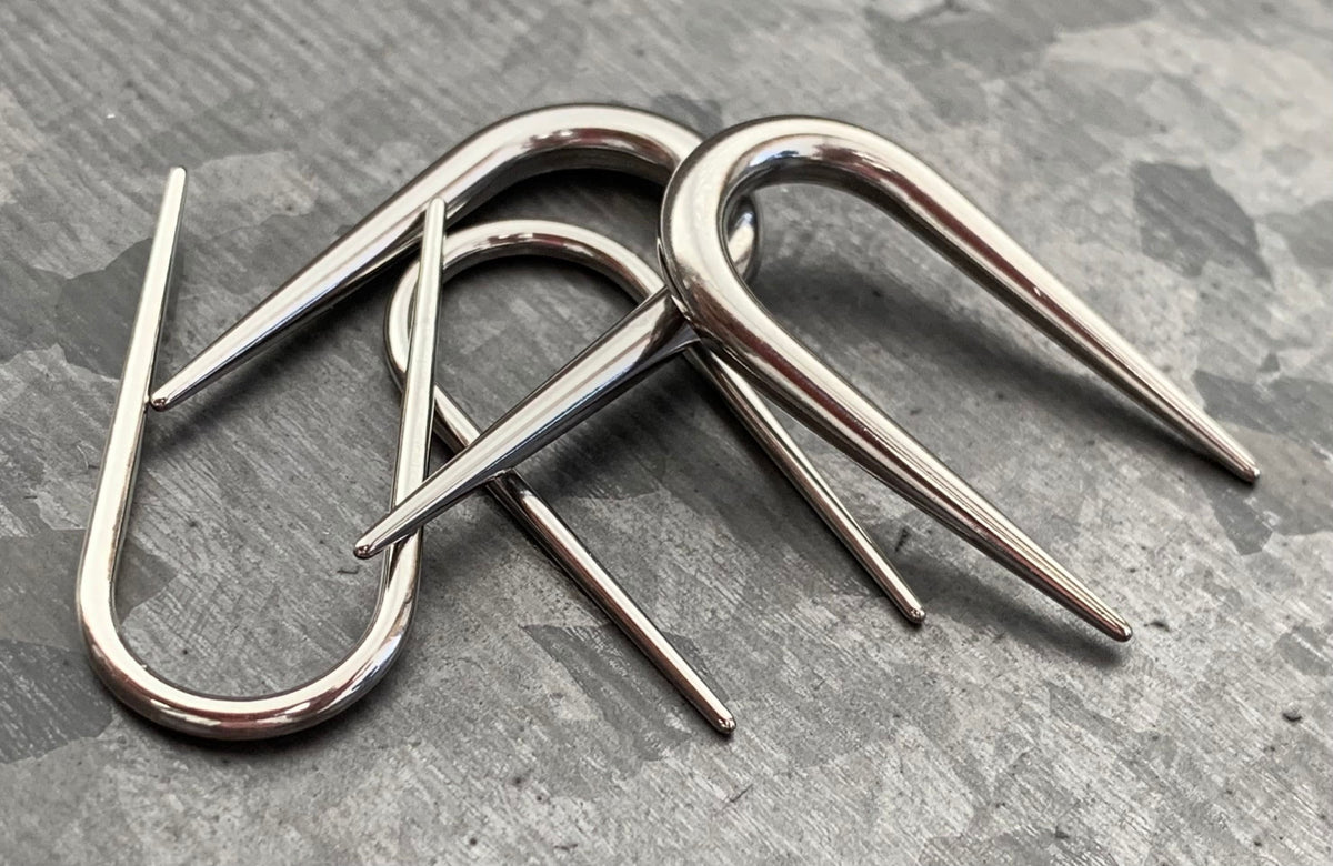 PAIR of Unique Surgical Steel U-Shaped Tapers Plugs - Gauges 14g (1.6mm) thru 10g (2.5mm) available!