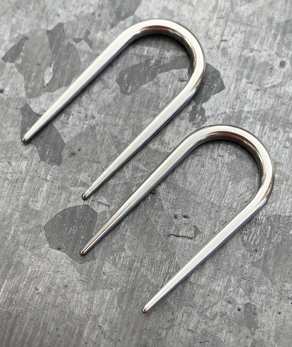 PAIR of Unique Surgical Steel U-Shaped Tapers Plugs - Gauges 14g (1.6mm) thru 10g (2.5mm) available!