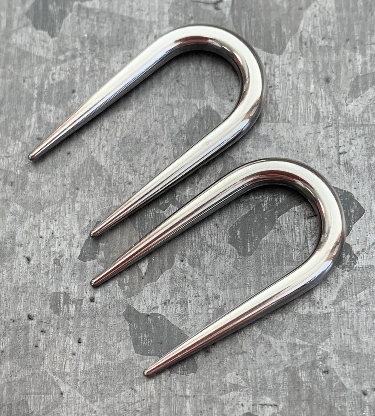 PAIR of Unique Surgical Steel U-Shaped Tapers Plugs - Gauges 14g (1.6mm) thru 10g (2.5mm) available!