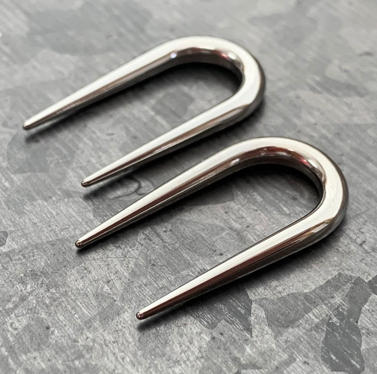 PAIR of Unique Surgical Steel U-Shaped Tapers Plugs - Gauges 14g (1.6mm) thru 10g (2.5mm) available!