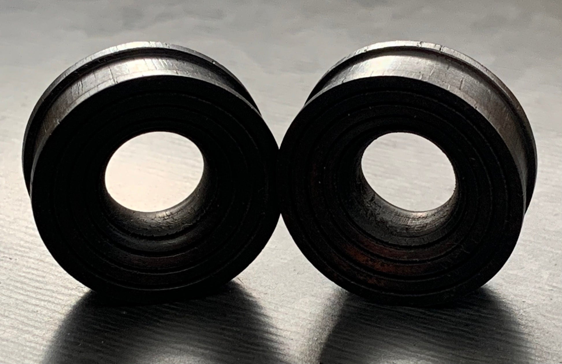 PAIR of Unique Organic Ebony Wood Concave Grooves Tunnels - Gauges 2g (6mm) up to 1" (25mm) available!