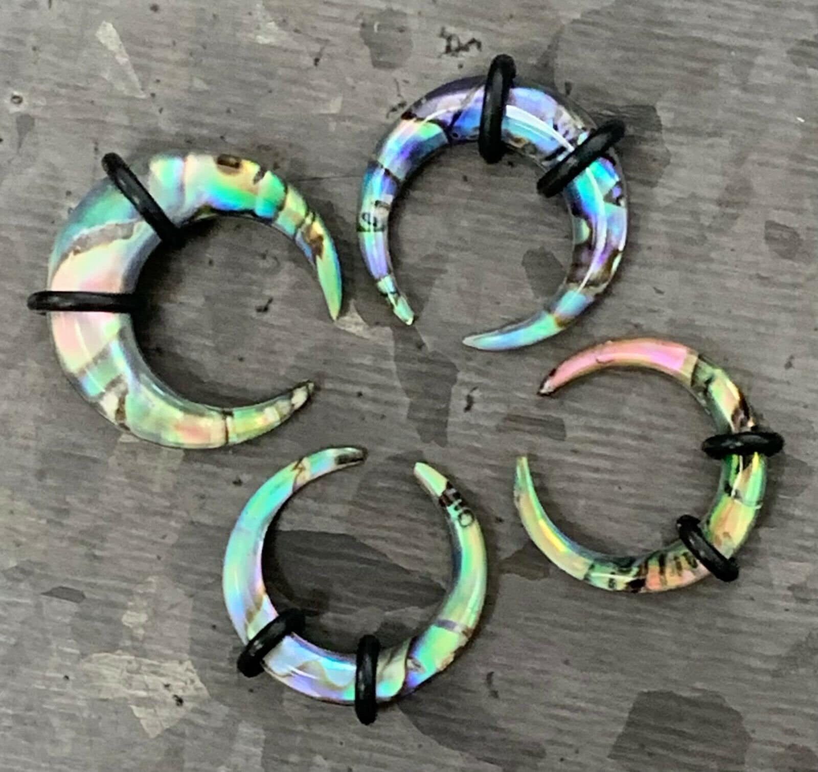 PAIR of Unique Organic Abalone Resin Buffalo Tapers Plugs - Gauges 6g (4mm) thru 0g (8mm) available!