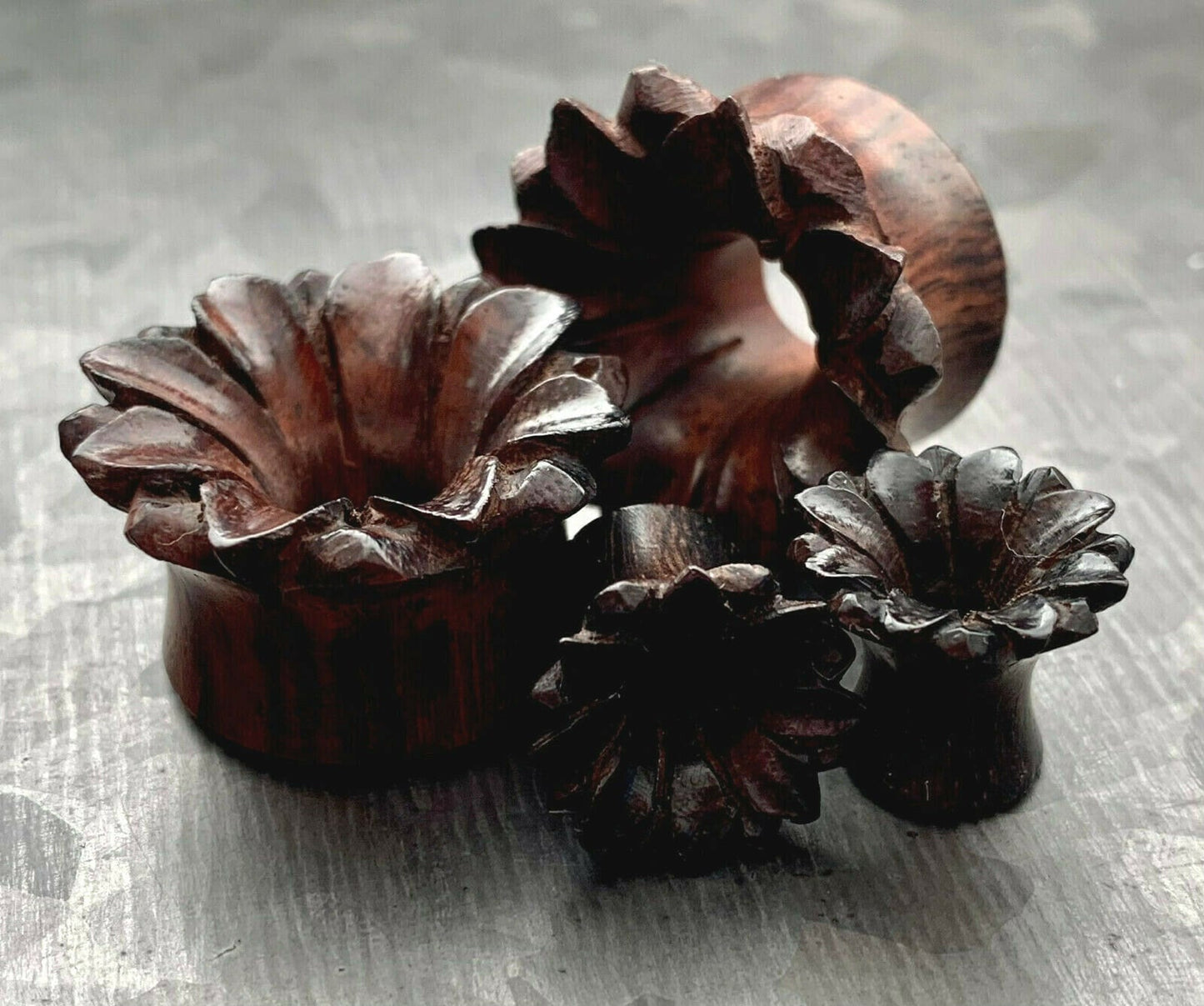 PAIR of Beautiful Lotus Flower Organic Sono Wood Plugs - Gauges 0g (8mm) thru 3/4" (19mm) available!