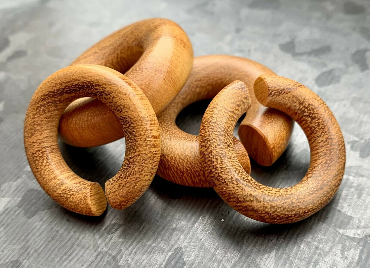 PAIR of Unique Jackfruit Wood Hoops Hanger Tapers/Plugs - Gauges 2g (6mm) thru 00g (10mm) available!
