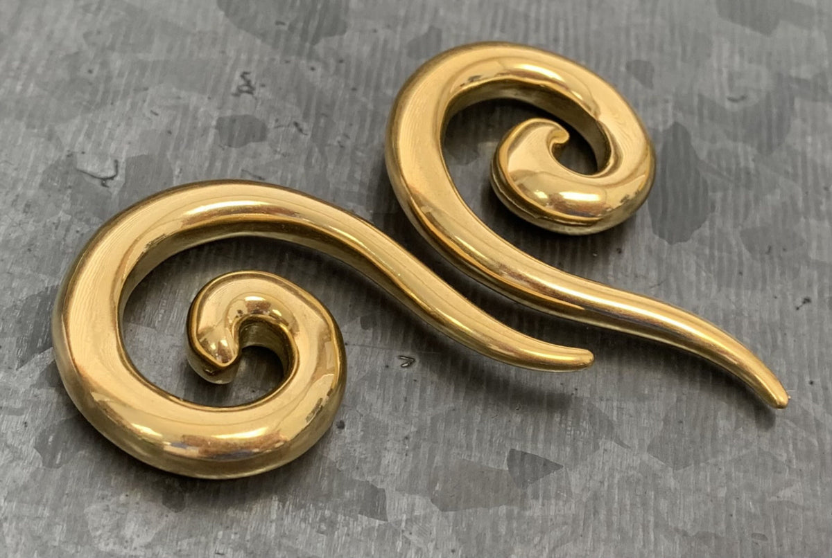 PAIR of Beautiful Surgical Steel Spiral Hanging Tapers Expanders - Black, Gold and Rainbow- Gauges 12g (2mm) thru 2g (6mm) available!