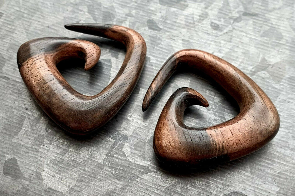 PAIR of Unique Organic Sono Triangle Tapers Hangers - Gauges 8g (3mm) up to 00g (10mm) available!