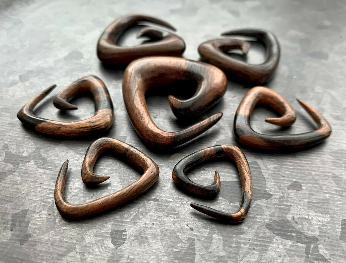 PAIR of Unique Organic Sono Triangle Tapers Hangers - Gauges 8g (3mm) up to 00g (10mm) available!