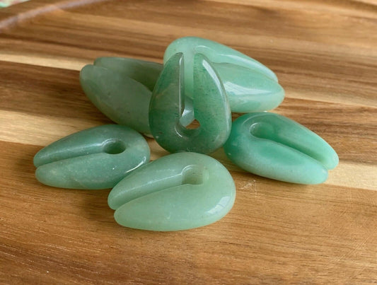 PAIR of Stunning Organic Jade Green Aventurine Keyhole Hanger Ear Weight Tunnels/Plugs - Gauge 0g (8mm) thru 5/8 (16mm) available!